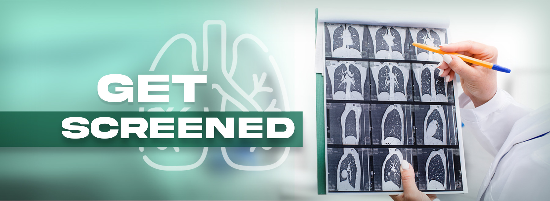 Illustration highlighting the importance of lung cancer screening, showing a patient receiving information from a healthcare provider.